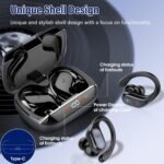 Qecnato 75H Sports Wireless Earbuds Bluetooth 5.4 Headphones Stereo, Black - Image 5