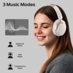 Persona 3rd ANC Bluetooth Headphones, Over Ear Headphones with Bluetooth 5.4, 70 Hours Playtime, Noise Cancelling Headphone with Mic, Foldable Lightweight Headset, Comfort Fit for Gym, Travel, White - Image 3