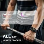 Fitness Tracker (Answer/Make Call)，Smart Watch 24/7 Heart Rate Spo2 Blood Oxygen Monitor Sleep Tracker, 120 Sports Modes Pedometer Calorie Step Tracker, Waterproof Activity Tracker for Women Men Black - Image 4