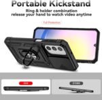 for Samsung Galaxy A17 / Galaxy A26 5G Case, with Slide Camera Cover HD Screen Protector [Military Grade Drop Tested] Ring Holder Kickstand Protective Phone Case for Samsung Galaxy A17, Black - Image 6