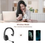 Trucker Bluetooth Headset V5.0, Wireless Headset with Noise Canceling&Mute Microphone for Cell Phones, On Ear Bluetooth Headphone for Computer, Zoom Meetings, Skype, Home Office - Image 4