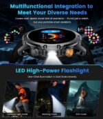 1.53'' Smart Watches for Men with 1000mAh Battery/Flashlight, Military Smart Watch with 120+ Sports Modes, Heart Rate/Sleep Monitor/IP68 Waterproof, Fitness Tracker for Android iOS, Black - Image 3