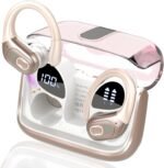 Aptkdoe Wireless Earbuds 75H Bluetooth 5.4 Sport Headphones with Earhooks | IPX7 Waterproof In-ear Buds Feature ENC Noise Cancelling Mic. Stereo Sound Device for Gym Running Workout, Rose Gold