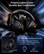 Hybrid Active Noise Cancelling Headphones, Over-Ear Bluetooth Headphone with Hi-Res Audio, 90H Playtime, Deep Bass, Transparency Mode, Foldable Comfort Cups, Graduation Gifts for Travel Office - Black - Image 6