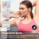Aptkdoe Wireless Earbuds 75H Bluetooth 5.4 Sport Headphones with Earhooks | IPX7 Waterproof In-ear Buds Feature ENC Noise Cancelling Mic. Stereo Sound Device for Gym Running Workout, Rose Gold - Image 5
