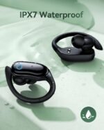 GNMN Active Noise Cancelling Ear Buds Wireless Earbuds 96hrs Playback Bluetooth Headphones Dual Battery Display Stereo Bass Earphones with Earhooks Microphone IPX7 Waterproof for Sports/Runing/Workout - Image 5