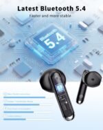 Wireless Earbuds, 2026 Bluetooth 5.4 Headphones Bass Stereo Ear Buds with Noise Cancelling Mic, LED Display in Ear Earphones 50H Playtime Ear Buds, IP7 Waterproof for Laptop Pad Phones Soft Black - Image 3