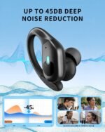 Active Noise Cancelling Ear Buds Wireless Earbuds 90H Playtime Bluetooth Headphones Stereo Bass Over-Ear Hooks Earphones with Power Display Case IPX7 Waterproof Headset for Workout/Running, Black - Image 2