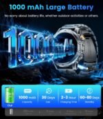 1.53'' Smart Watches for Men with 1000mAh Battery/Flashlight, Military Smart Watch with 120+ Sports Modes, Heart Rate/Sleep Monitor/IP68 Waterproof, Fitness Tracker for Android iOS, Black - Image 8
