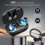 Wireless Earbuds Bluetooth Headphones, 54H Playtime Stereo Over Ear Buds with ENC Noise Cancelling, LED Power Display, IPX7 Waterproof Sport Earphones with Earhooks for Running/Workouts (Black) - Image 5