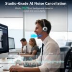 Wireless Headset with Microphone, AI Noise Cancelling Headset for Office | V6.0 Bluetooth Headset with Mute & Charging Base, Computer Headphones 36H Work, Call Center/PC/Phone/Laptop/Teams - Image 2