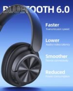 Hybrid Active Noise Cancelling Headphones 120H Playtime Wireless Headphones Bluetooth 6.0 Over Ear Headphones with 6 ENC HD Call Mic, Hi-Res 360° Spatial Audio ANC Headphone for Travel Workout Black - Image 6