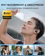 Active Noise Cancelling Ear Buds Wireless Earbuds 90H Playtime Bluetooth Headphones Stereo Bass Over-Ear Hooks Earphones with Power Display Case IPX7 Waterproof Headset for Workout/Running, Black - Image 7