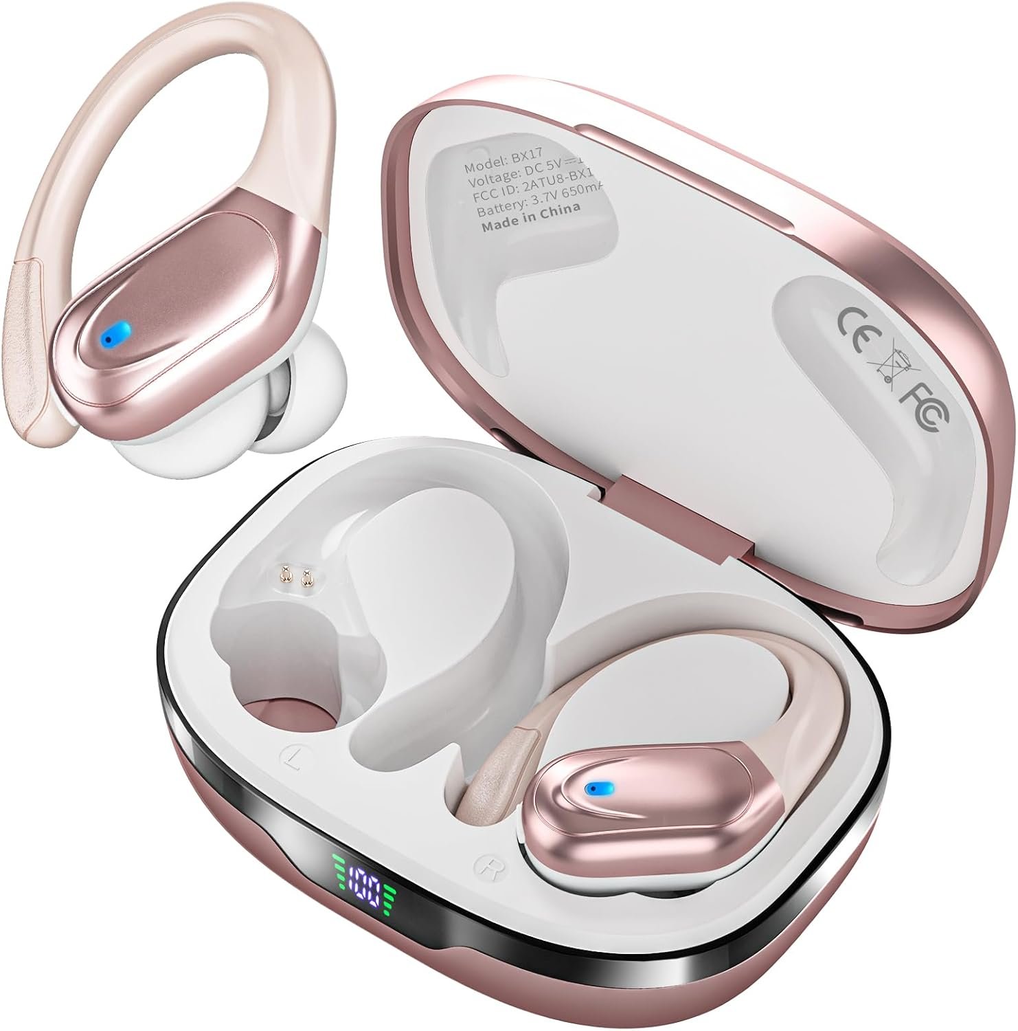 71ojhWau2HL._AC_SL1500_.jpg HAOYUYAN Sports Bluetooth Headphones, 80Hrs Playtime Wireless Earbuds with LED Power Display, IPX7 Waterproof Earphones for Workout/Running, Noise Canceling Headset Ear Buds - Image 1