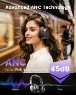 Active Noise Cancelling Headphones,78H Over Ear Headset | Bluetooth 6.0,Hi-Res,Low Latency,Foldable Bluetooth Headphones,Ideal for Travel,Workout,Office,Cellphone PC,Deep Black - Image 4