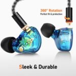 Audiovance Vibes 202M HiFi Wired Earbuds in-Ear Monitor Headphones with Mic | Clear Sound, Deep Bass, Noise-Isolating Ear Buds, Silver-Plated Cord, Comfort Fit, Gaming IEM Earphone, Case, 3.5mm Plug - Image 5
