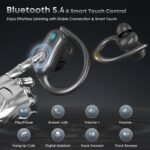 Wireless Earbuds Bluetooth Headphones, 54H Playtime Stereo Over Ear Buds with ENC Noise Cancelling, LED Power Display, IPX7 Waterproof Sport Earphones with Earhooks for Running/Workouts (Black) - Image 4