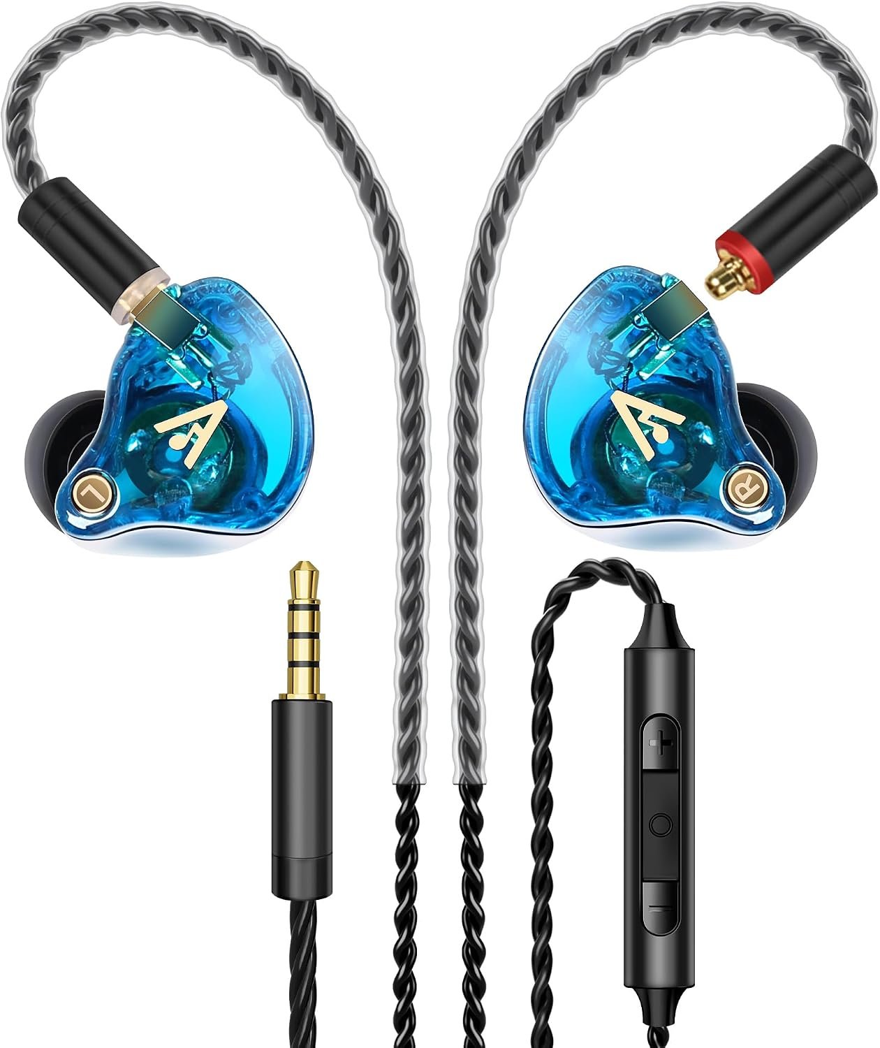 71u2MHek9nL._AC_SL1500_.jpg Audiovance Vibes 202M HiFi Wired Earbuds in-Ear Monitor Headphones with Mic | Clear Sound, Deep Bass, Noise-Isolating Ear Buds, Silver-Plated Cord, Comfort Fit, Gaming IEM Earphone, Case, 3.5mm Plug - Image 1