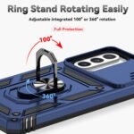 for Samsung Galaxy A26 5G Case with Camera Lens Cover HD Screen Protector, Dual Layer Military-Grade Drop Tested Magnetic Ring Holder Kickstand Protective Phone Case for Samsung Galaxy A26 5G (Navy) - Image 5