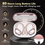 HAOYUYAN Wireless Earbuds, Sports Bluetooth Headphones, 80Hrs Playtime Ear Buds with LED Power Display, Noise Canceling Headset, IPX7 Waterproof Earphones for Workout/Running（Rose Gold） - Image 2
