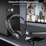 Wireless Headset with Microphone, AI Noise Cancelling Headset for Office | V6.0 Bluetooth Headset with Mute & Charging Base, Computer Headphones 36H Work, Call Center/PC/Phone/Laptop/Teams - Image 5