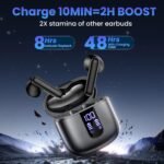 Wireless Earbuds, Bluetooth5.4 Headphones with Deep Bass Stereo, 48H Playback Ear Buds with LED Power Display, Lightweight, IPX7, in-Ear Earphones with Mic for iPhone/Android, Pad - Image 3