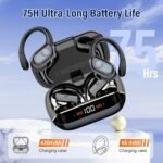 Qecnato 75H Sports Wireless Earbuds Bluetooth 5.4 Headphones Stereo, Black - Image 4