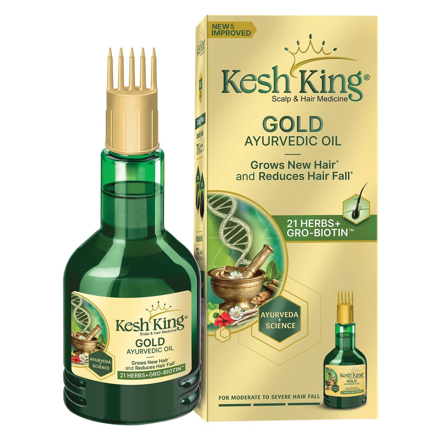 71zdfDQsL._SL1500_.jpg KESH KING Ayurvedic Hair Oil | Herbal Oil with Bhringraj & Amla | Enhance Hair Growth | Reduce Hairfall | Nourishes Scalp | Provides Long & Thick Hair | 3.38 Fl Oz/100ml - Image 1