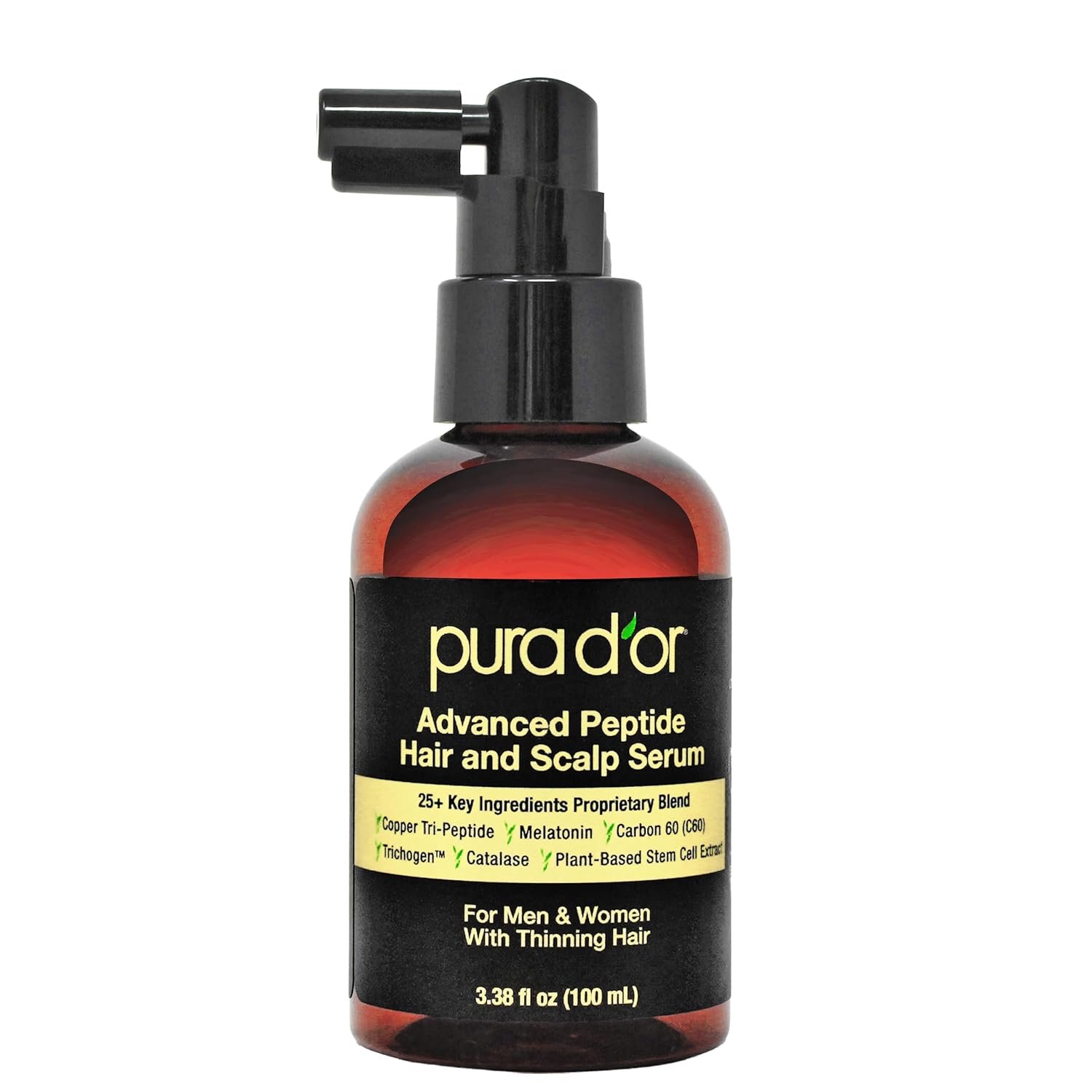 71zn1L7hL7L._SL1500_.jpg PURA D'OR Advanced Hair & Scalp Serum – For Hair Thinning with Copper Tri-Peptide, Caffeine, Botanical Extract Blend, Fuller Appearance Strands – Vegan, Men & Women 3.3 Oz Ayurvedic Hair Care - Image 1