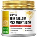 Beef Tallow for Skin and Face - Grass Fed Tallow and Honey Balm, All Natural Skin Care Moisturizer with Hyaluronic Acid - Day & Night Beef Tallow Face Cream for Dry, Sensitive Skin, Glass Jar 2.25 oz