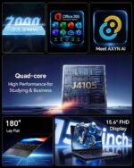 15.6'' AI Laptop with Office 365 12GB RAM 256GB SSD Win 11 Laptops - Image 2