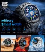 1.53'' Smart Watches for Men with 1000mAh Battery/Flashlight, Military Smart Watch with 120+ Sports Modes, Heart Rate/Sleep Monitor/IP68 Waterproof, Fitness Tracker for Android iOS, Black - Image 4