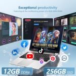 DUNHOO Laptop, 15.6’’ Laptop Computer with Celeron Processor N4000, 2Cores 2Threads, 12GB RAM DDR4 256GB SSD Laptops, UHD Graphics 600, Lap Top 180°Hinge, FHD 1920 * 1080, WiFi 5, BT 4.2, Win 11 Pro - Image 3