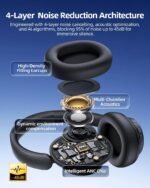 Hybrid Active Noise Cancelling Headphones 120H Playtime Wireless Headphones Bluetooth 6.0 Over Ear Headphones with 6 ENC HD Call Mic, Hi-Res 360° Spatial Audio ANC Headphone for Travel Workout Black - Image 3