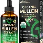 Mullein Drops for Lungs - USDA Organic Mullein Leaf Extract Liquid - 2 oz | Respiratory Health Support for Women & Men - Lung & Bronchial Cleanse for Smokers - As Tincture, Tea, Pills