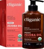 Cliganic Organic Jojoba Oil, 100% Pure Cold Pressed for Face & Hair, 8oz