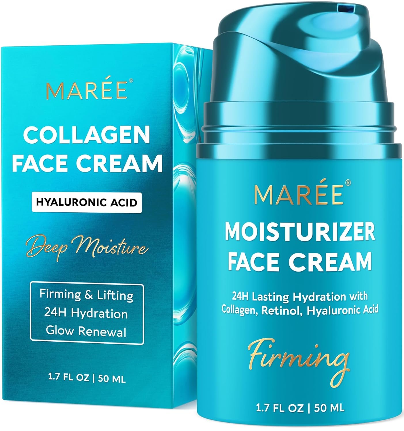 81lE23wPL._SL1500_.jpg MAREE Face Moisturizer – Firming & Lifting Face Cream for Women with Collagen, Retinol & Hyaluronic Acid – Day & Night Anti-Aging Facial Wrinkle DD Cream Moisturizer for Dry Skin – 1.7 Fl Oz - Image 1