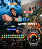 1.53'' Smart Watches for Men with 1000mAh Battery/Flashlight, Military Smart Watch with 120+ Sports Modes, Heart Rate/Sleep Monitor/IP68 Waterproof, Fitness Tracker for Android iOS, Black - Image 6