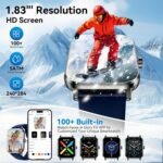 Smart Watch for Men Women, 1.83" HD Touch Screen Smartwatch with Bluetooth Call, 5 ATM Waterproof, 130+ Sport Modes Fitness Tracker Heart Rate Sleep Monitor Pedometer, Compatible with Android iPhone - Image 2