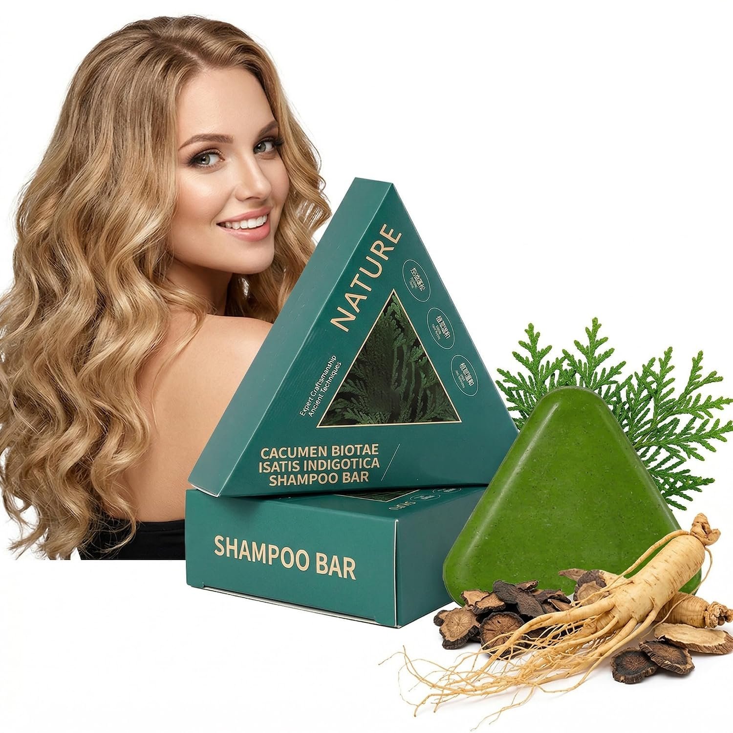 81vL3vuZTRL._SL1500_.jpg Nature Triangle Usman Grass Shampoo Bar for Hair Growth & Thickening - Image 1