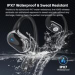 Open Ear Wireless Earbuds Bluetooth Headphones, 80H Playtime Stereo Ear Buds with ENC Noise Cancelling, Fast Charging, IPX7 Waterproof Sports Earphones with Earhook for Running/Workouts (Black) - Image 7
