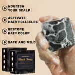 Herbal Emberless Black Soap for Gray Reverse, Fo Ti Castor Oil for Darkening & Thickening, Men & Women Hair Growth Grey Cover He Shou Wu Shampoo Bar, Natural Polygonum Multiforum for Hair Loss - Image 3