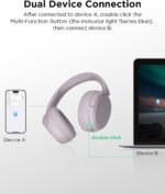 TALIX H30 Hybrid Active Noise Cancelling Headphones, 110H Playtime Hi-Res Audio Bluetooth 6.0 Wireless Over Ear ANC Headphones for Commute/Travel (Purple) - Image 8