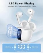 XIAOWTEK Wireless Earbuds, 2026 Bluetooth 5.4 Headphones Bass Stereo Ear Buds with Noise Cancelling Mic, LED Display in Ear Earphones 50H Playtime Ear Buds, IP7 Waterproof for Laptop Pad Phones White - Image 2