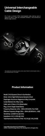Moondrop CHU III IEM Earphones, Dynamic Driver in‑Ear Monitors, 0.78mm 2-Pin Detachable Cable HiFi Wired Earbuds (Black) - Image 7