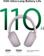 TALIX H30 Hybrid Active Noise Cancelling Headphones, 110H Playtime Hi-Res Audio Bluetooth 6.0 Wireless Over Ear ANC Headphones for Commute/Travel (Purple) - Image 3