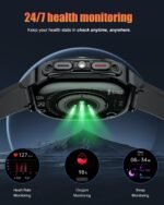 Military Smart Watches for Men(Answer/Make Calls), 1.39" HD Fitness Watch, 24/7 Heart Rate Sleep Monitor, Smart Watch for Men,114+ Sport Modes, IP68 Waterproof Smartwatch for Android iOS, 30Day, Black - Image 3