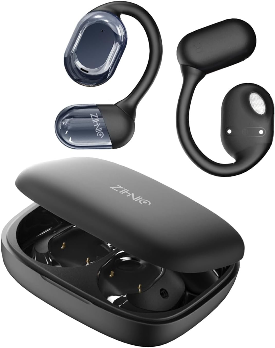 61LrCj-G-yL._AC_SL1500_.jpg ZIHNIC Wireless Bluetooth Earphones Ear Hooks IPX5 iOS Android Black - Image 1
