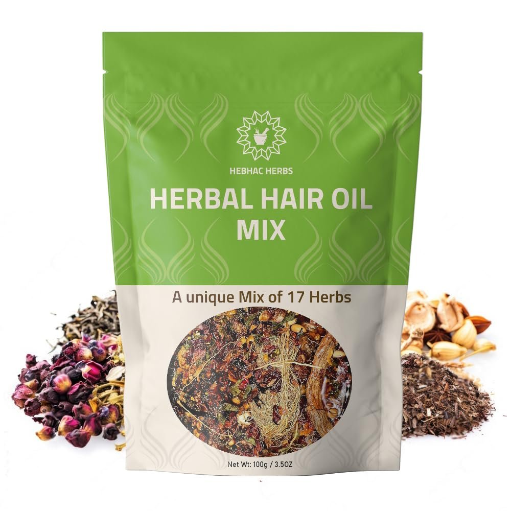 61NXb7qoXzL._SL1000_.jpg Herbal Hair Oil Mix Blend 17 Raw Herbs Blend Hair Oil Mix 3.5oz (100g) | Goodness of Ayurvedic Natural Herbs for Oil Infusion, Instant Premix for Hair Oil. - Image 1
