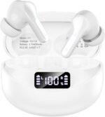 Wireless Earbuds, Bluetooth 5.4 Headphones HIFI Stereo/Crystal clear, White